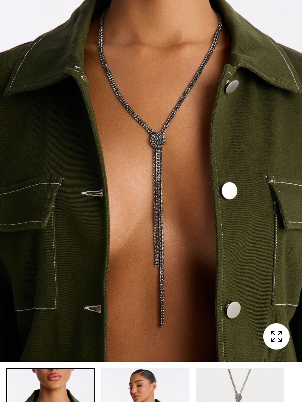 Fashion Nova Gunmetal Knot Lariat Necklace